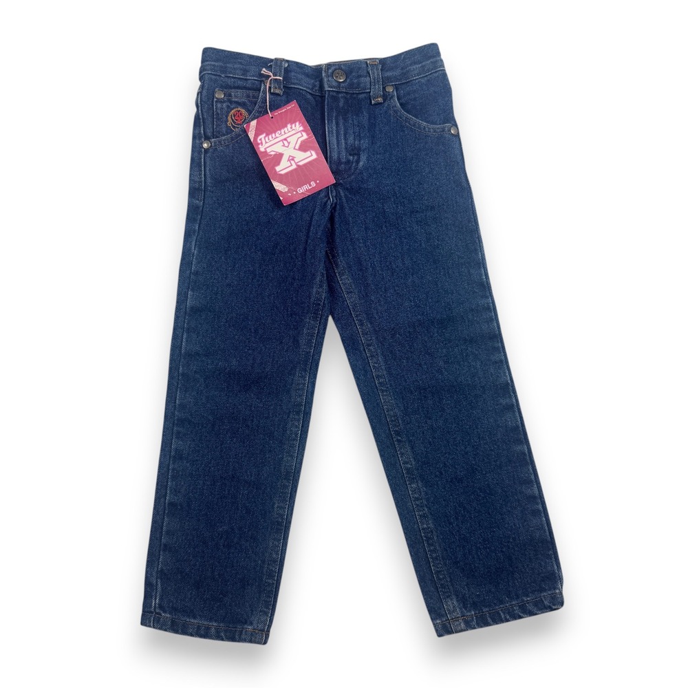 NWT Wrangler Twenty X Girls Relaxed Fit Jeans Dark Wash Western Denim Blue 4 Reg